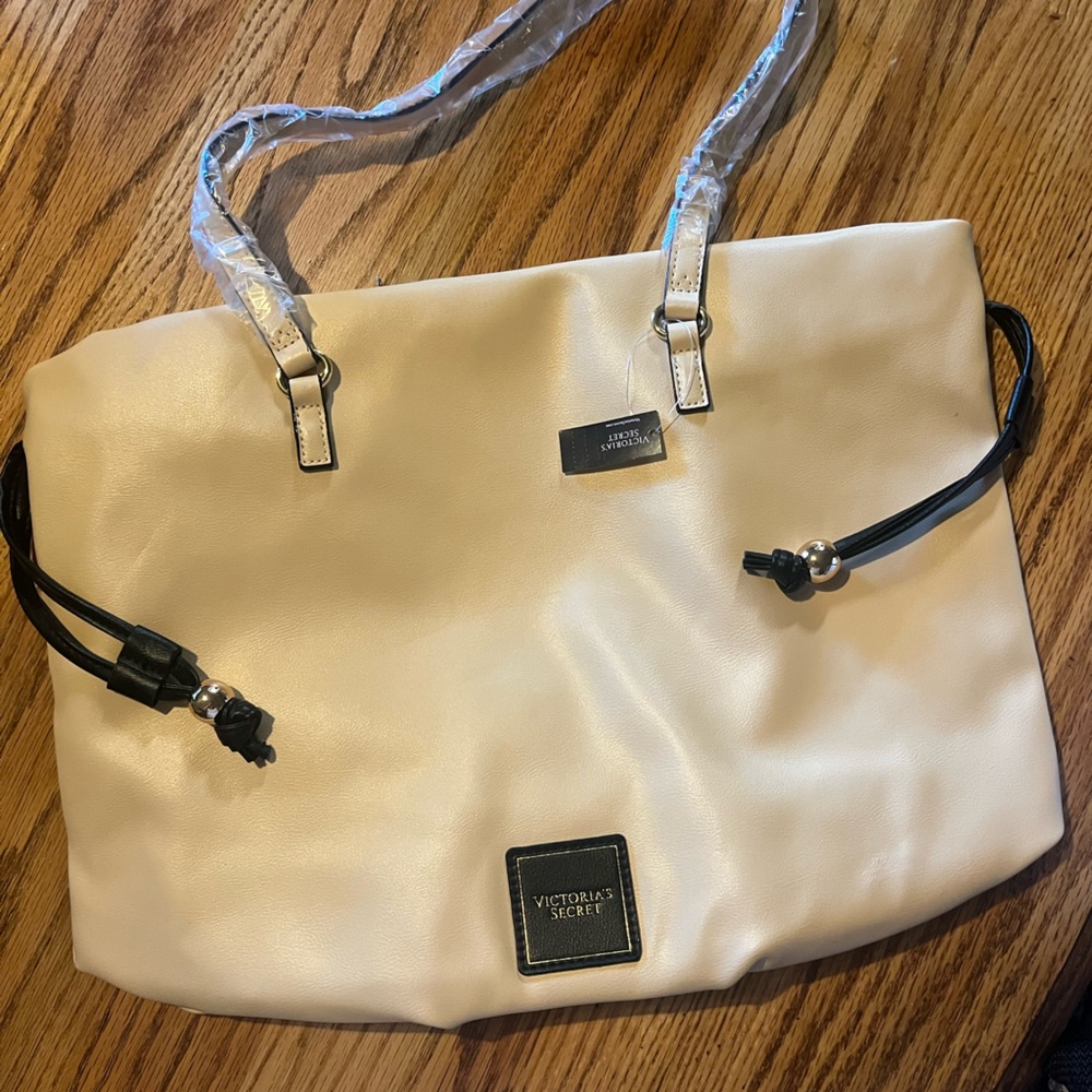 Victoria's Secret Cream Tote Bag cinch sack New